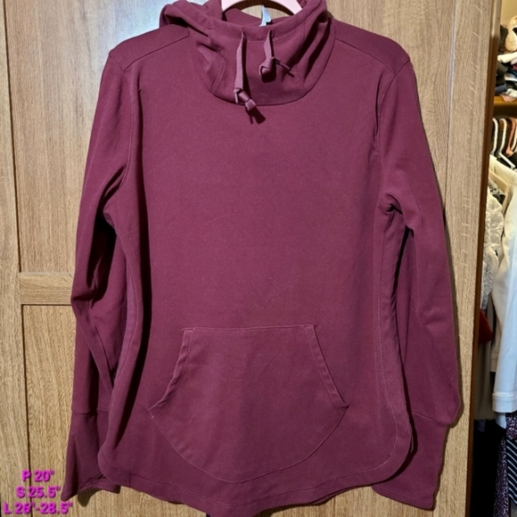 Burgandy RBX Large Plush Hoodie Tunic Sweatshirt - Picture 3 of 6